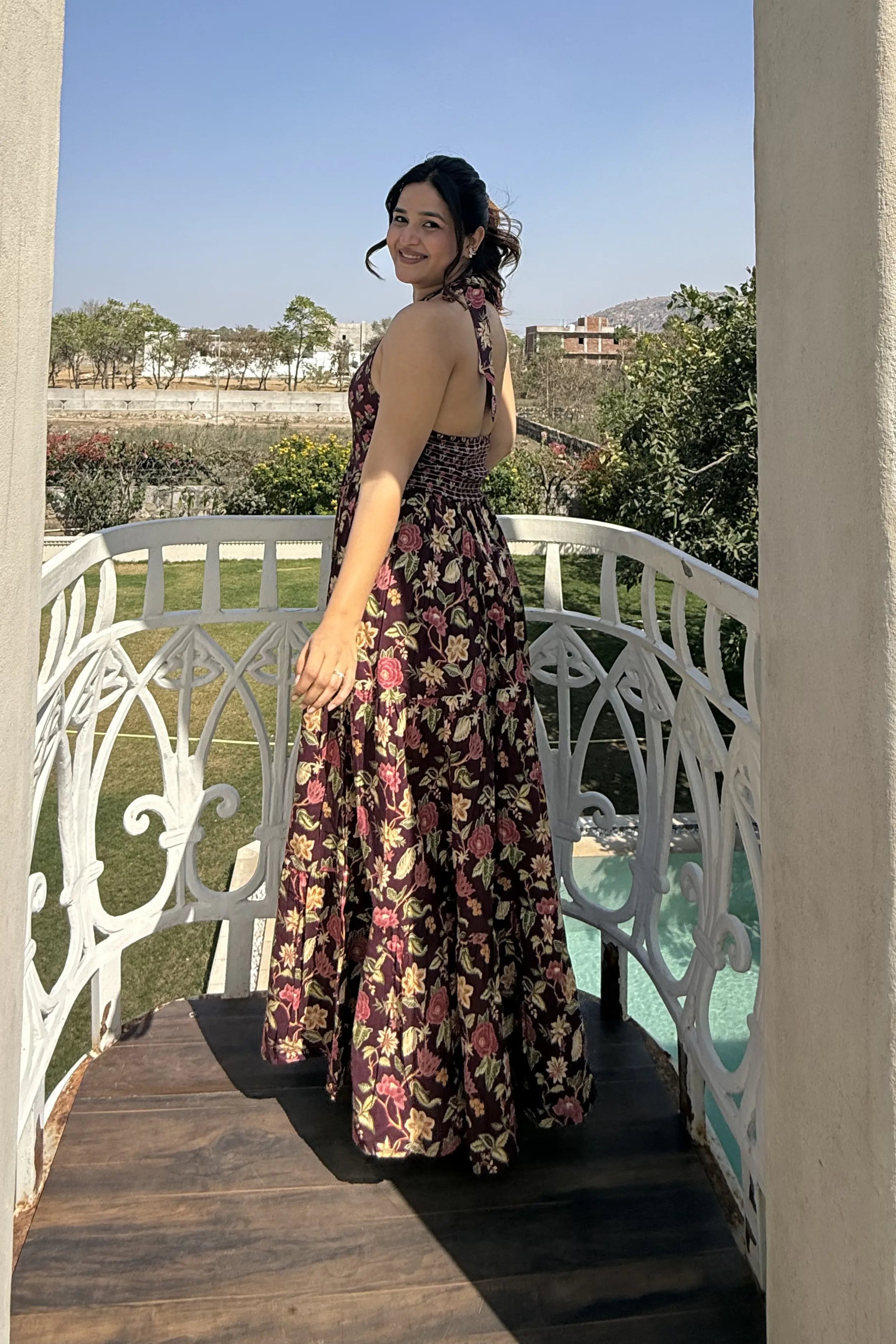 burgundy floral maxi dress Hand Printed Halter – Gulab Chand Trends Garment Measurements How to cf-size-xxs American singer Jackie Evancho Colour:Fuchsia Pink Sleeve