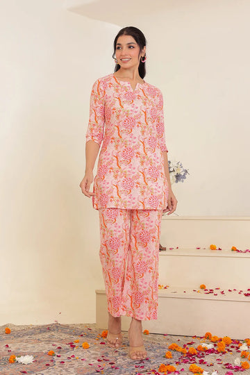 Pink Hand Block Printed Co-Ord Set