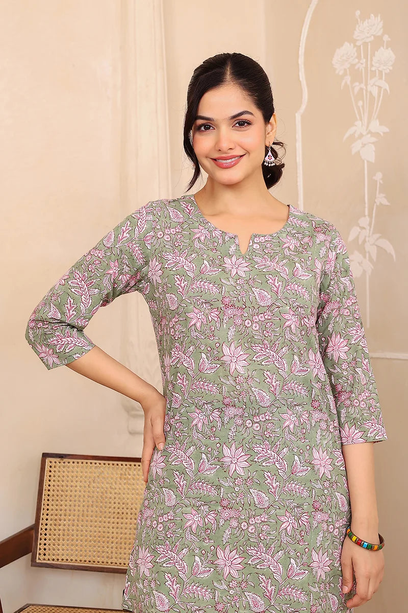 Mehndi Green Hand Block Printed Co-Ord Set