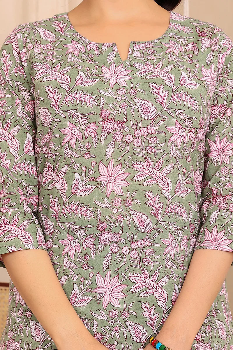 Mehndi Green Hand Block Printed Co-Ord Set