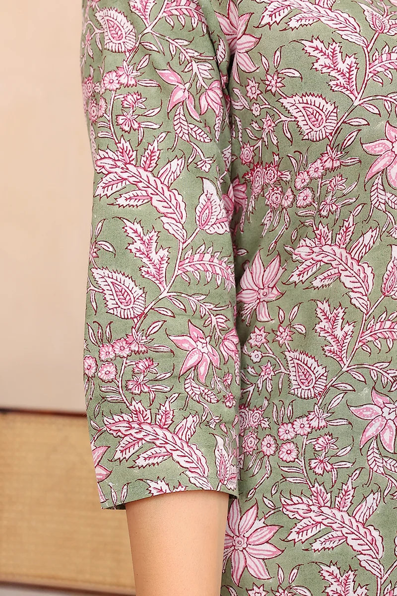 Mehndi Green Hand Block Printed Co-Ord Set
