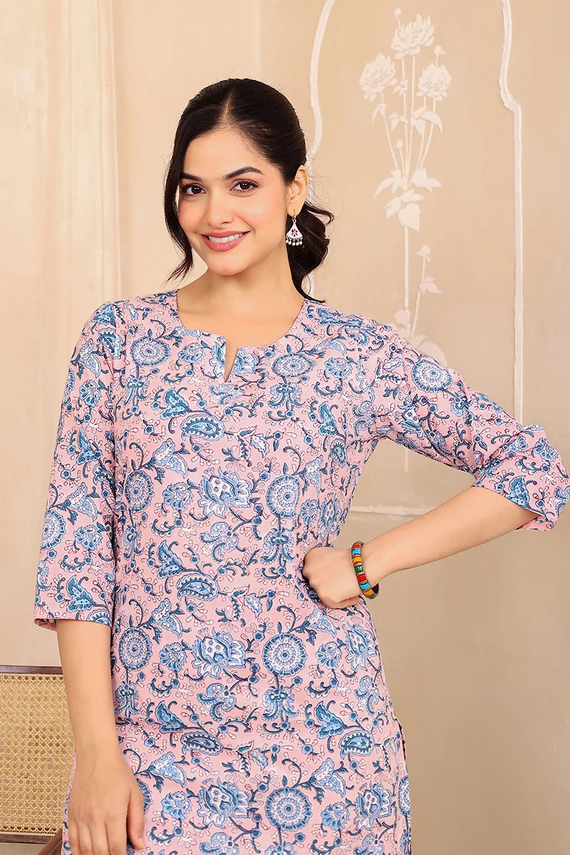 Peach Hand Block Printed Co-Ord Set
