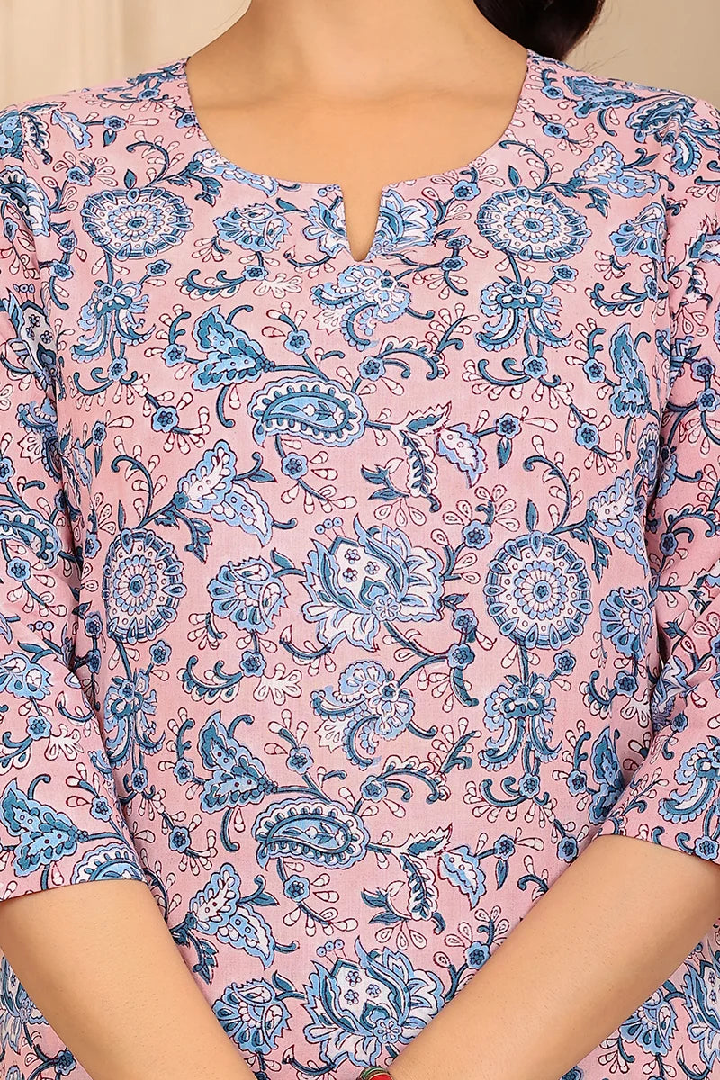 Peach Hand Block Printed Co-Ord Set