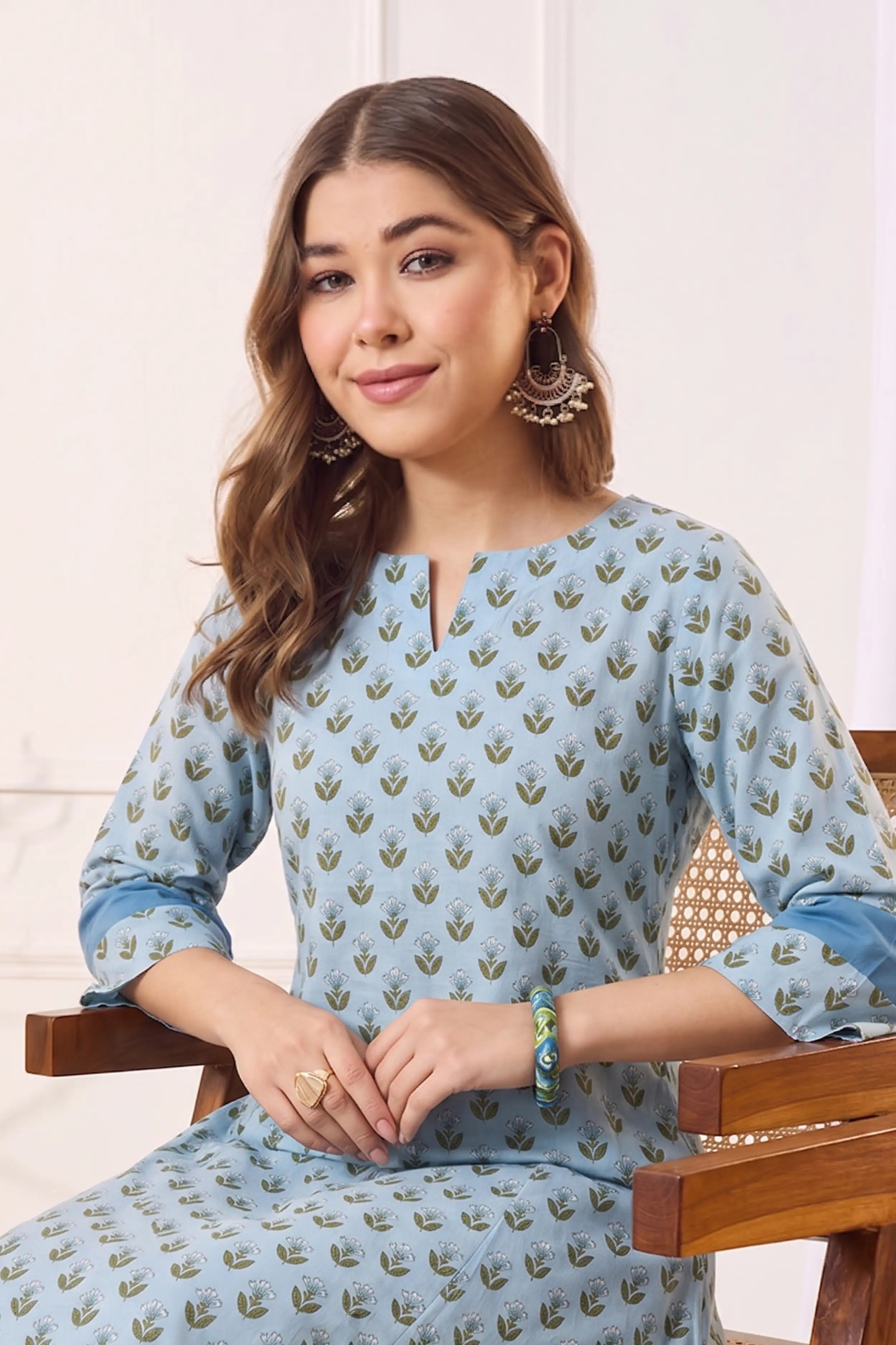 Blue A line kurta With Pocket