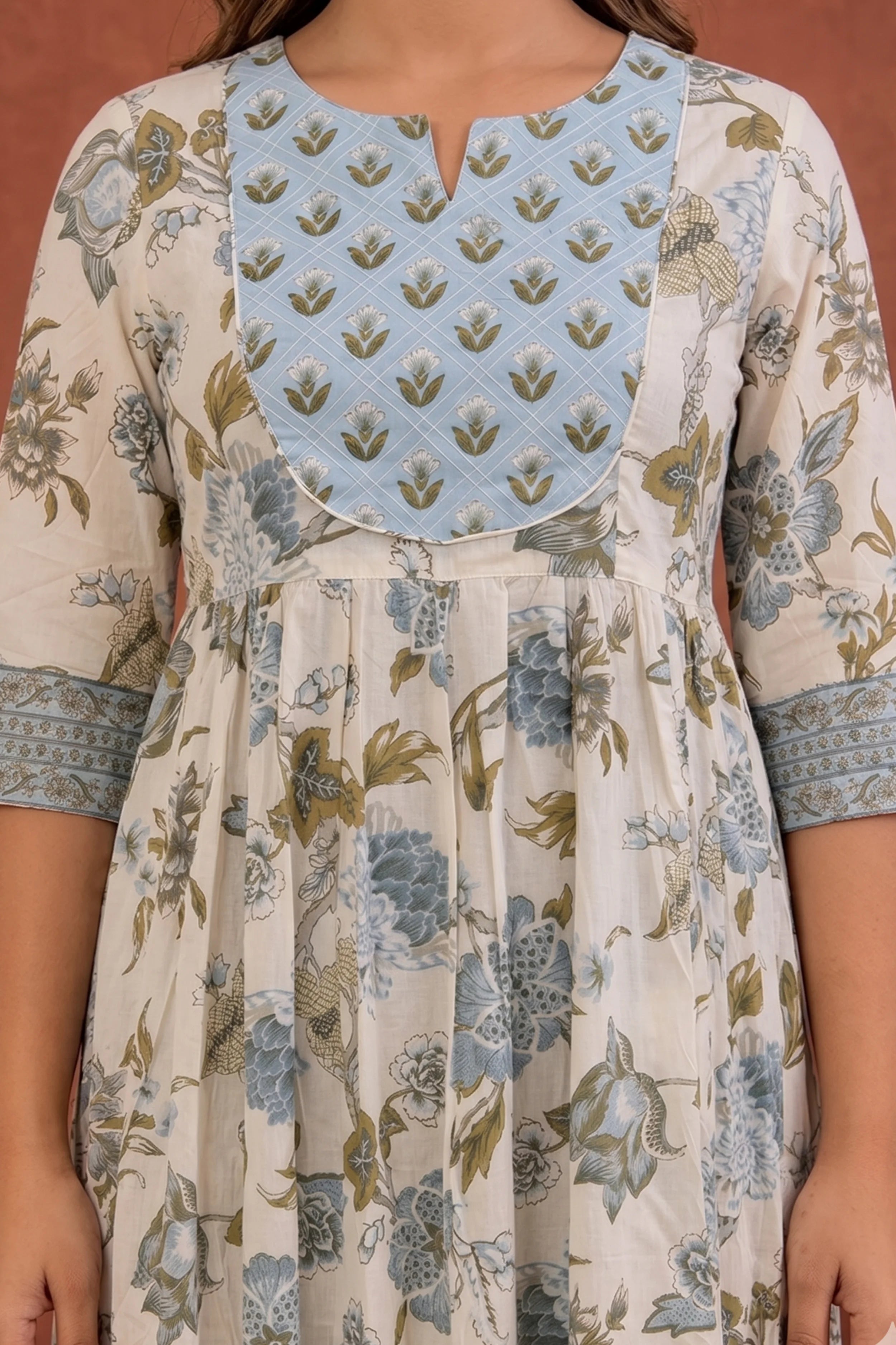 Blue Hand Printed Anarkali Kurta
