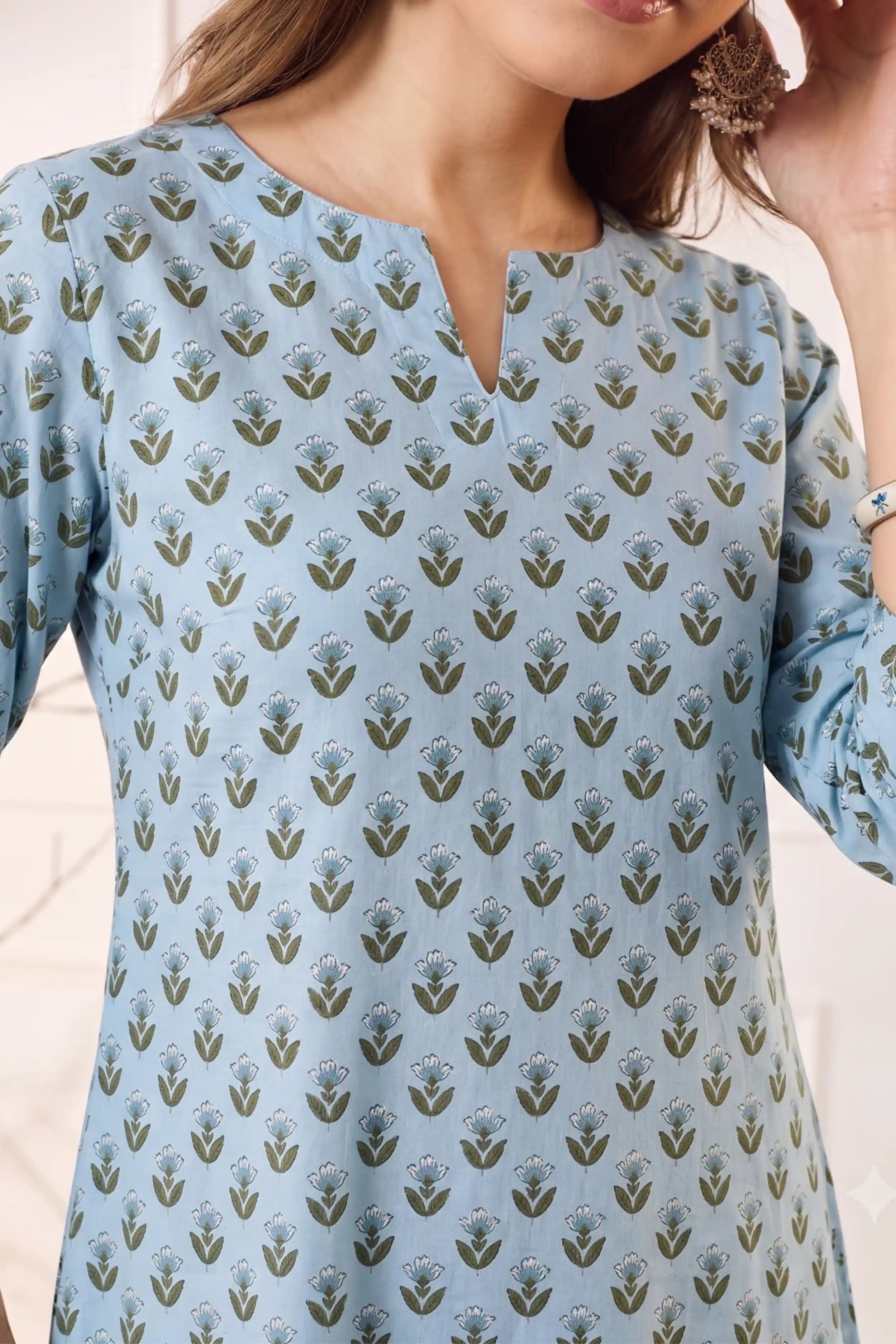 Blue A line kurta With Pocket