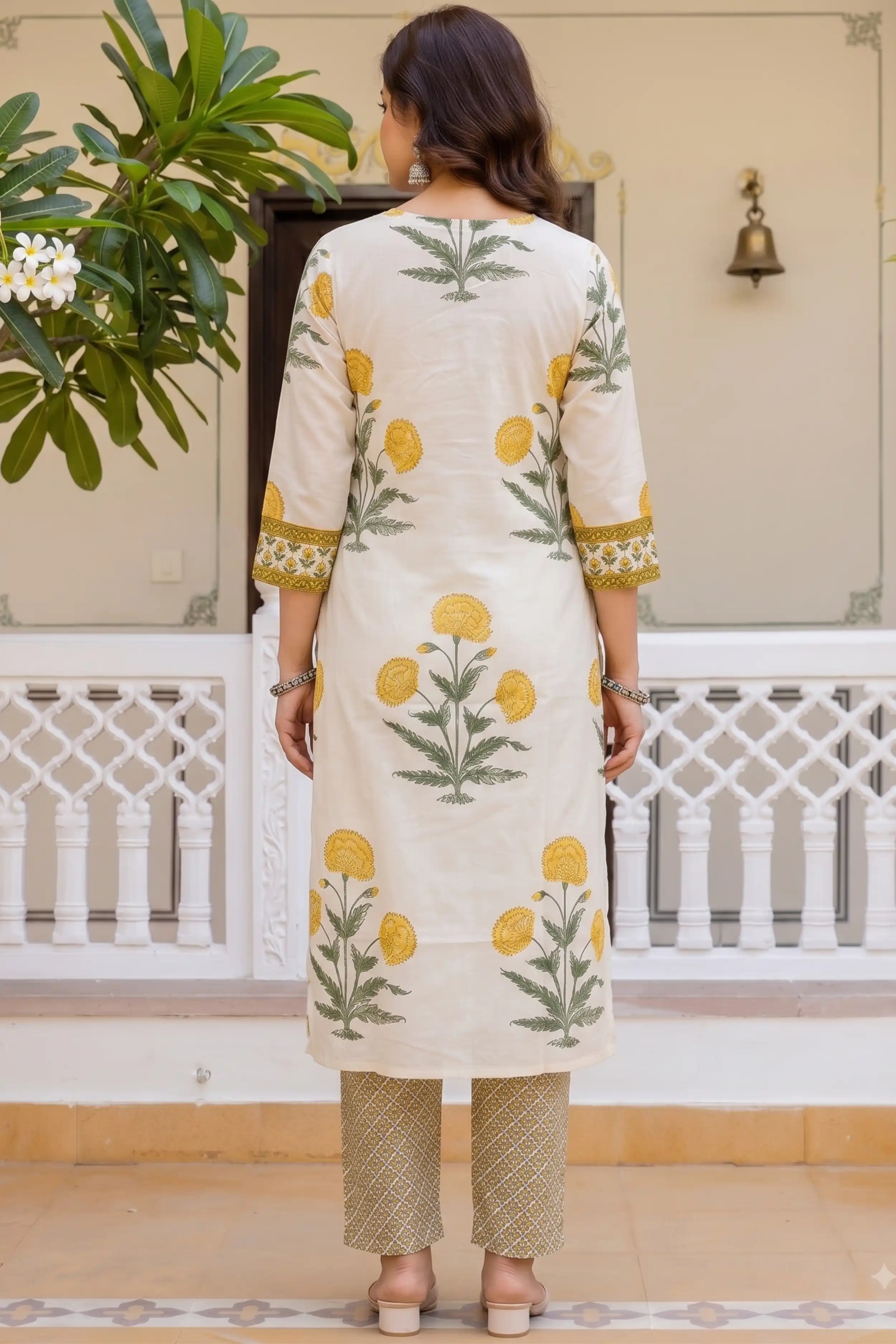 Yellow Straight Kurta Set with Cotton Dupatta