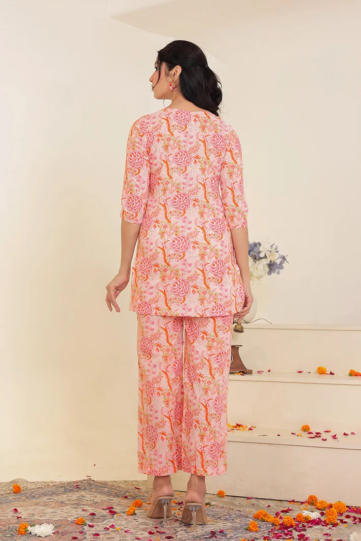 Pink Hand Block Printed Co-Ord Set