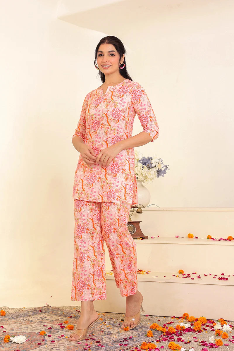 Pink Hand Block Printed Co-Ord Set