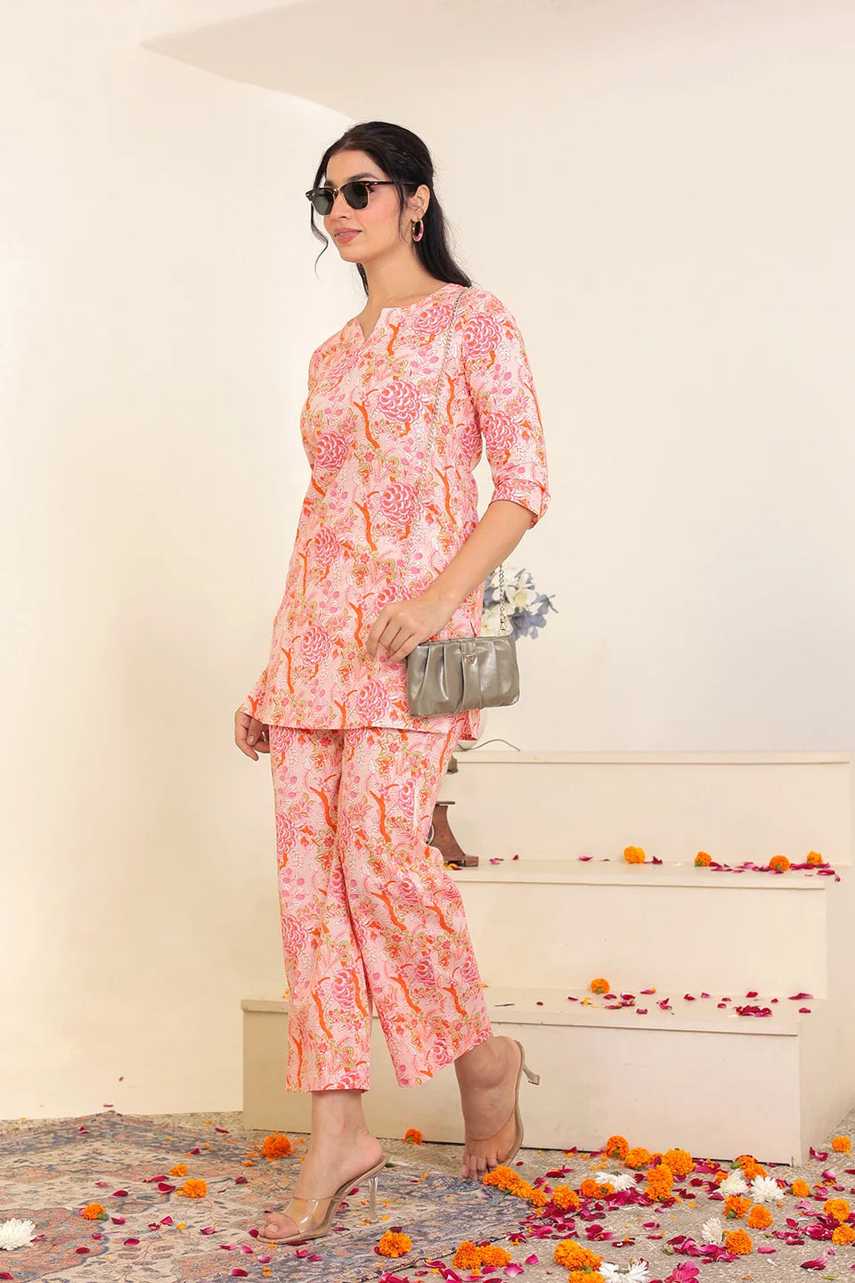 Pink Hand Block Printed Co-Ord Set