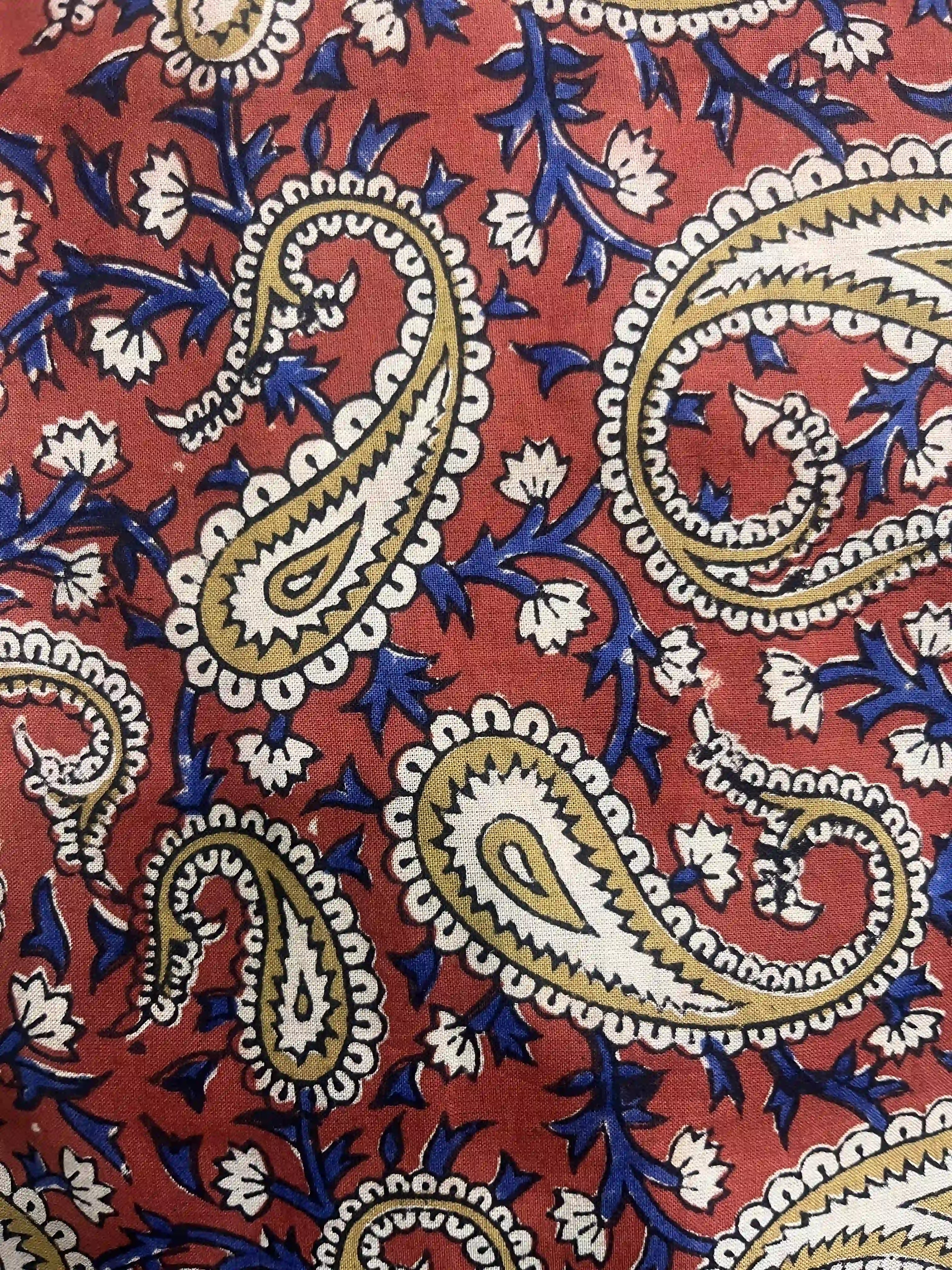 Red Hand Block Printed Short Kurti