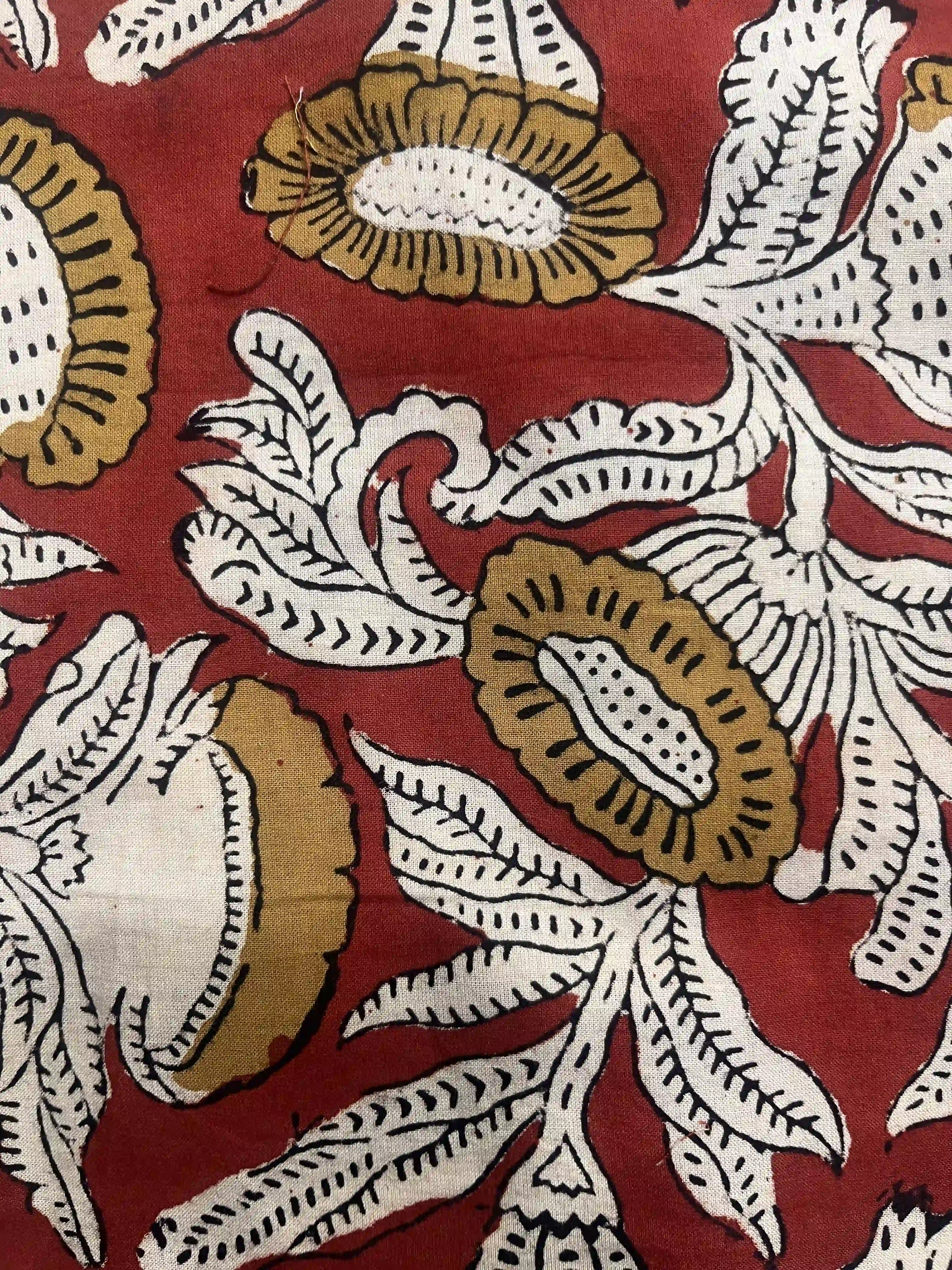 Rust Red Hand Block Printed Short Kurti