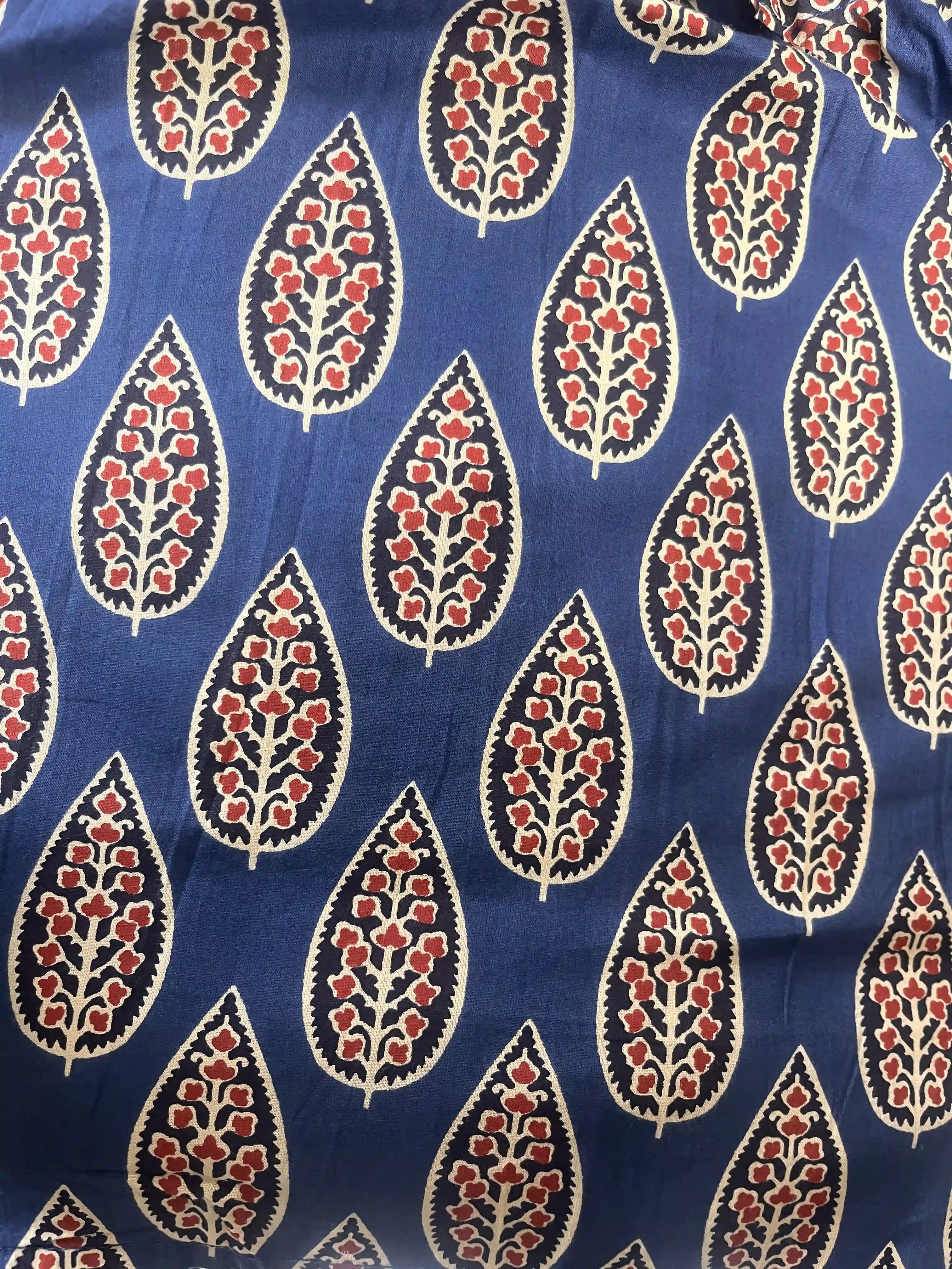Blue Hand Printed Tiered Maxi Dress