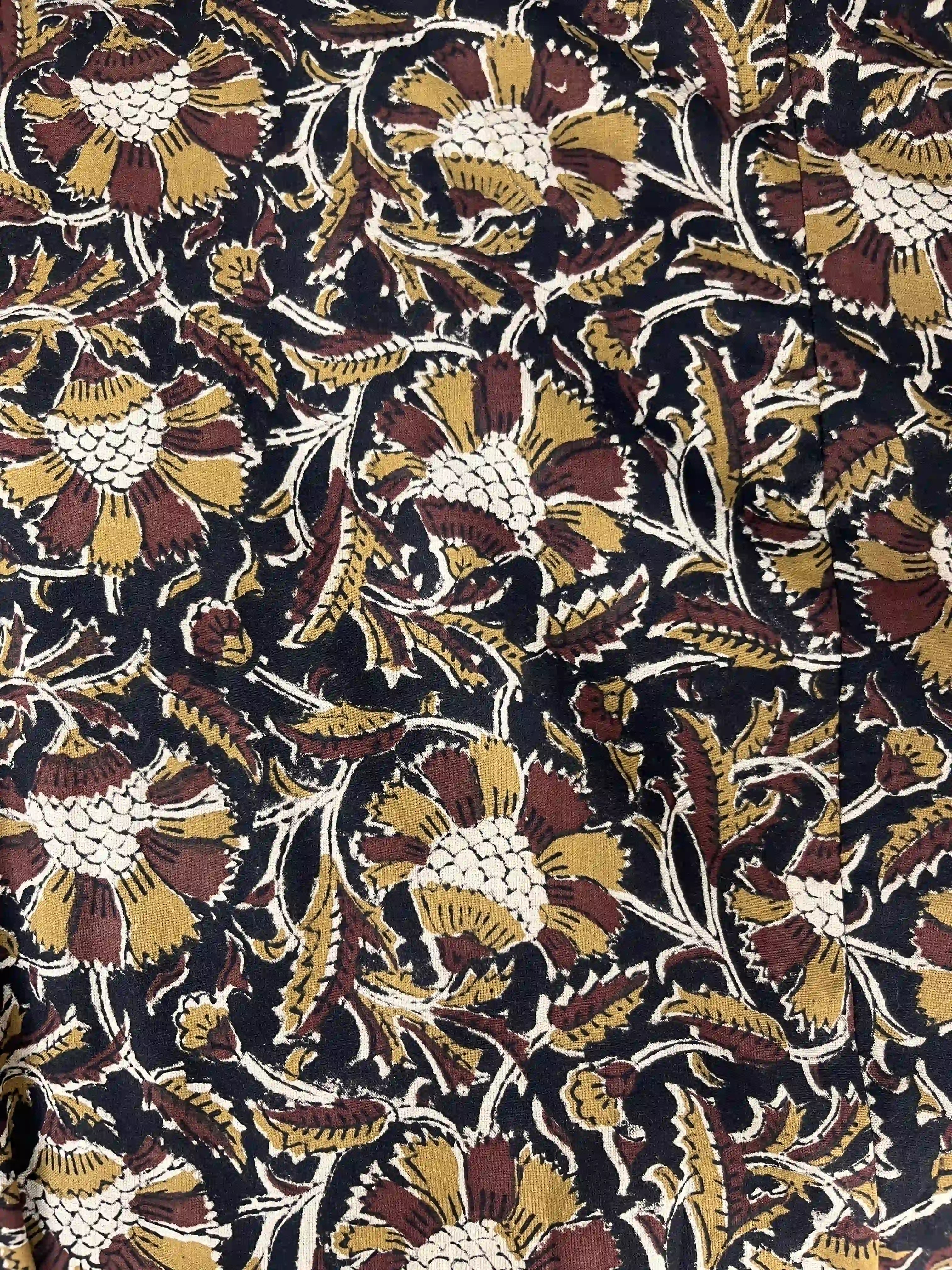 Black Hand Block Printed Anarkali kurta