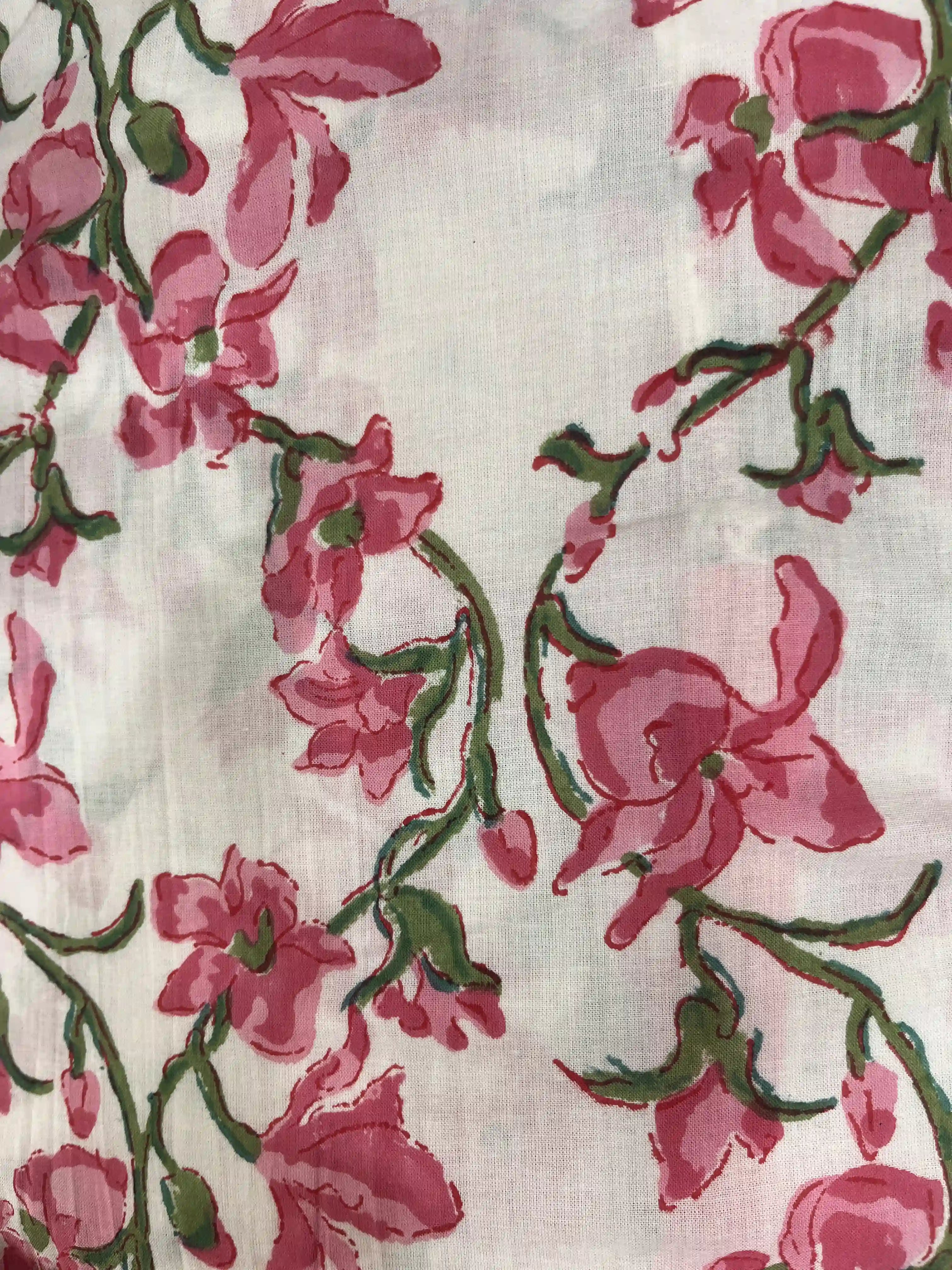 Blush Pink Hand Block Floral Printed Sleeveless Tiered Midi Dress