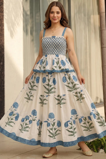 Sky Blue Square Neck Sleeveless Dress
