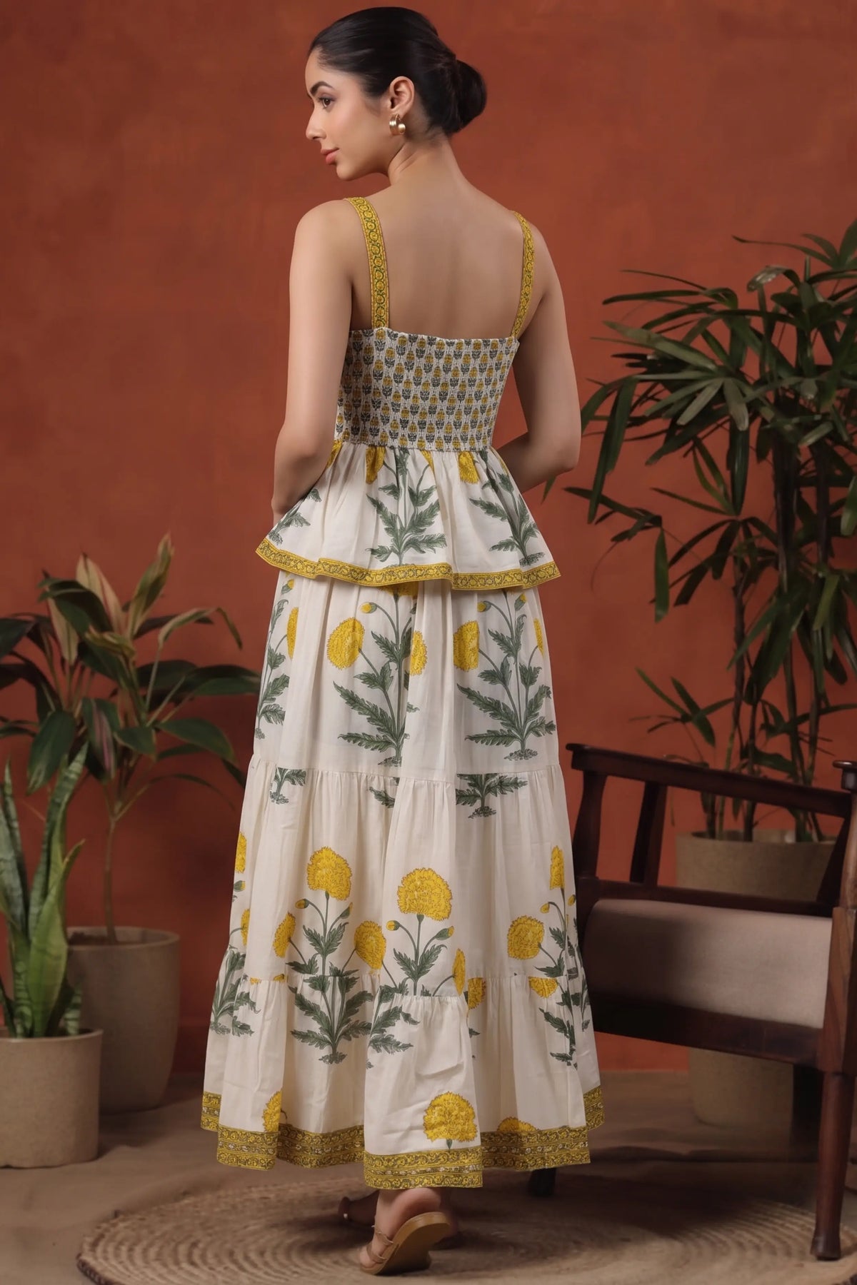 Yellow Square Neck Sleeveless Dress