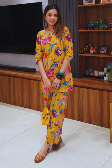 Mustard Hand Printed Co-Ord Set