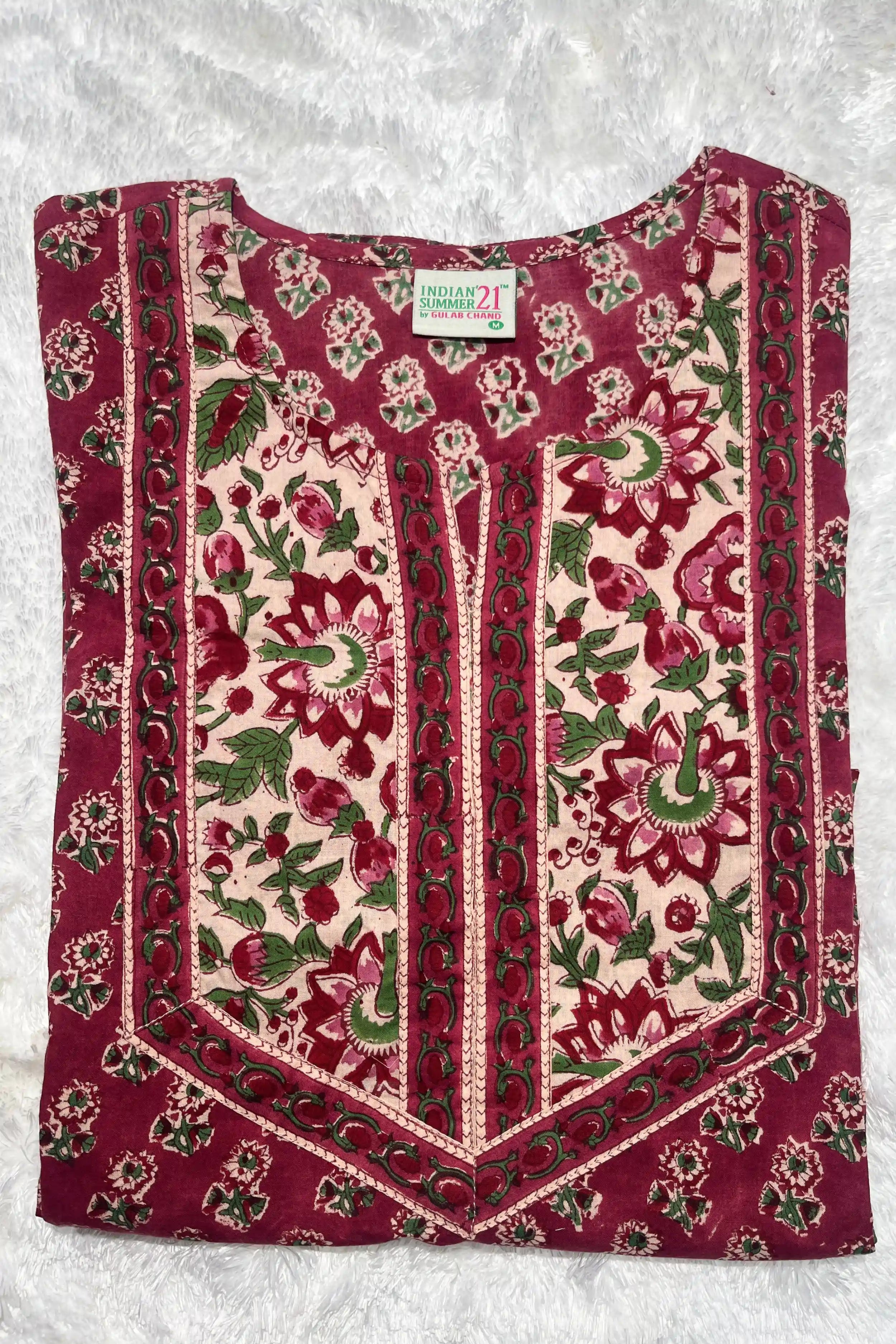 Maroon Straight Kurta Set with Chiffon Dupatta