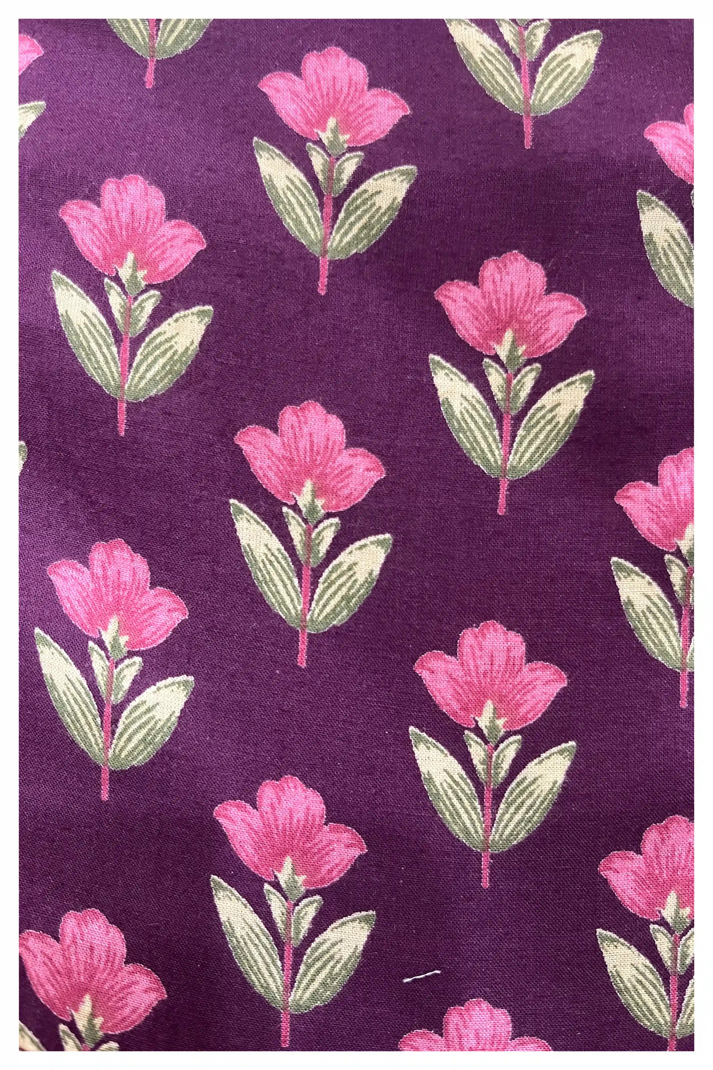 Burgundy Floral Hand Printed Halter Maxi Dress