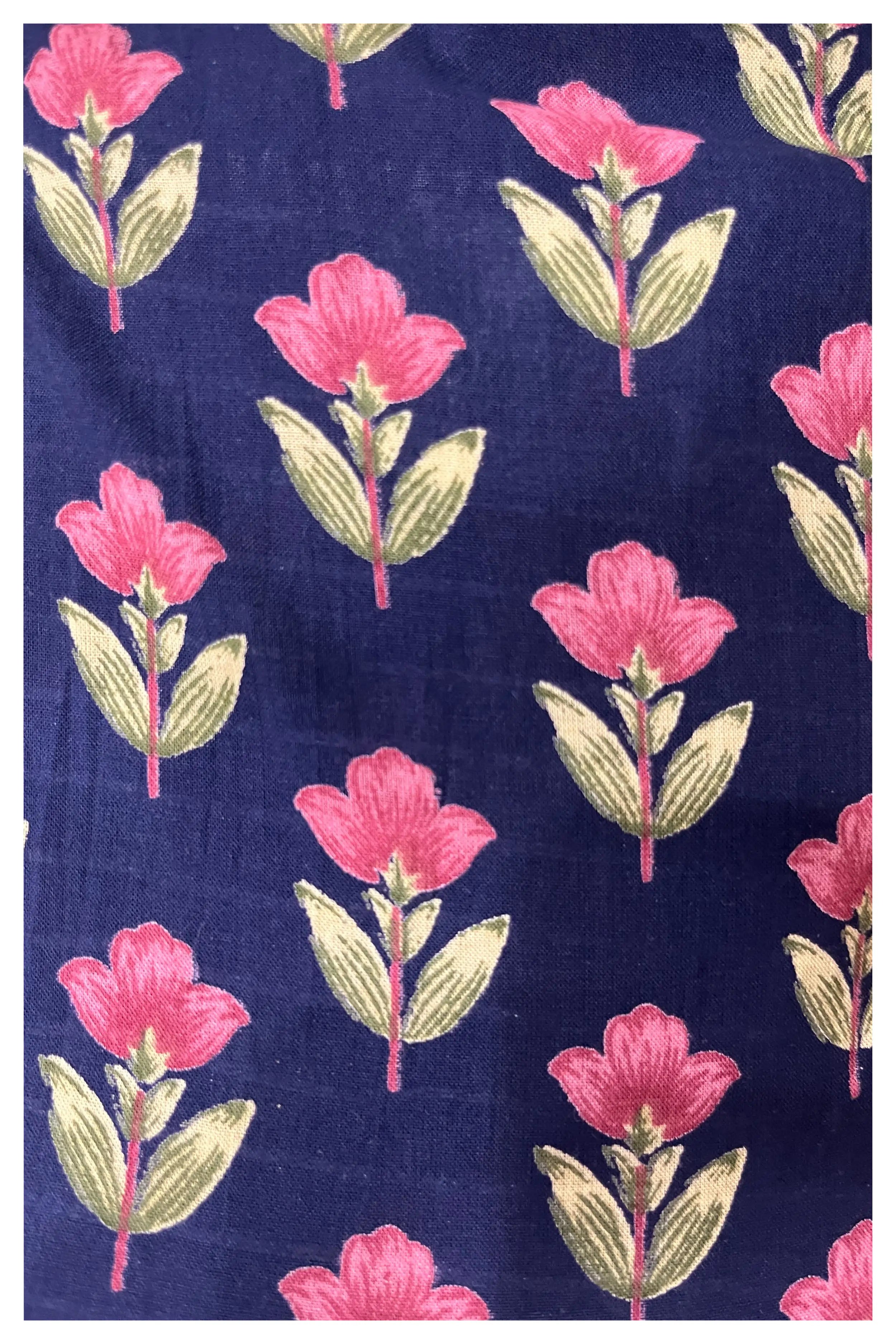 Blue Floral Hand Printed Halter Maxi Dress