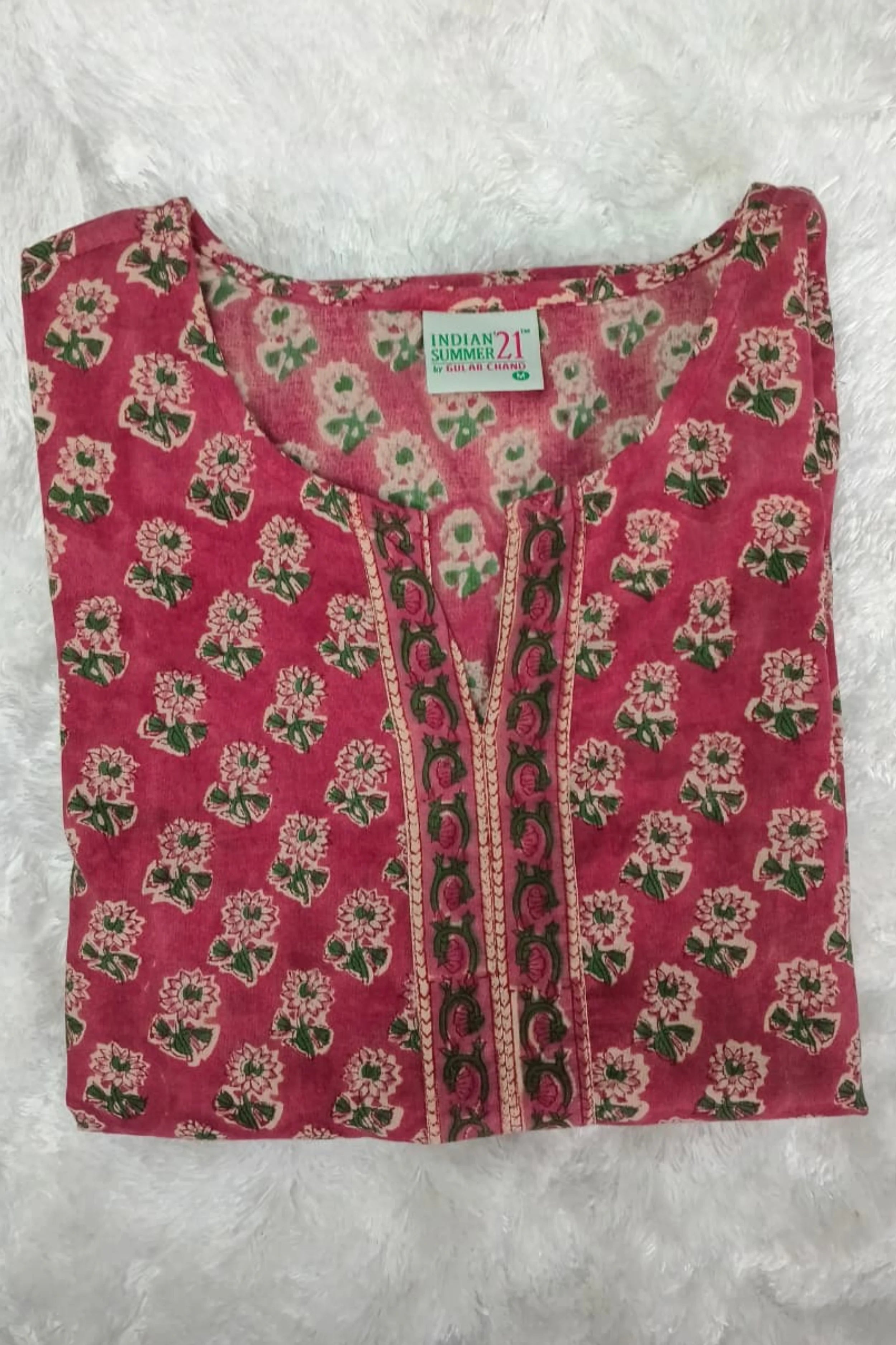 Rust Hand Block Printed Straight cotton Kurta Set With Dupatta