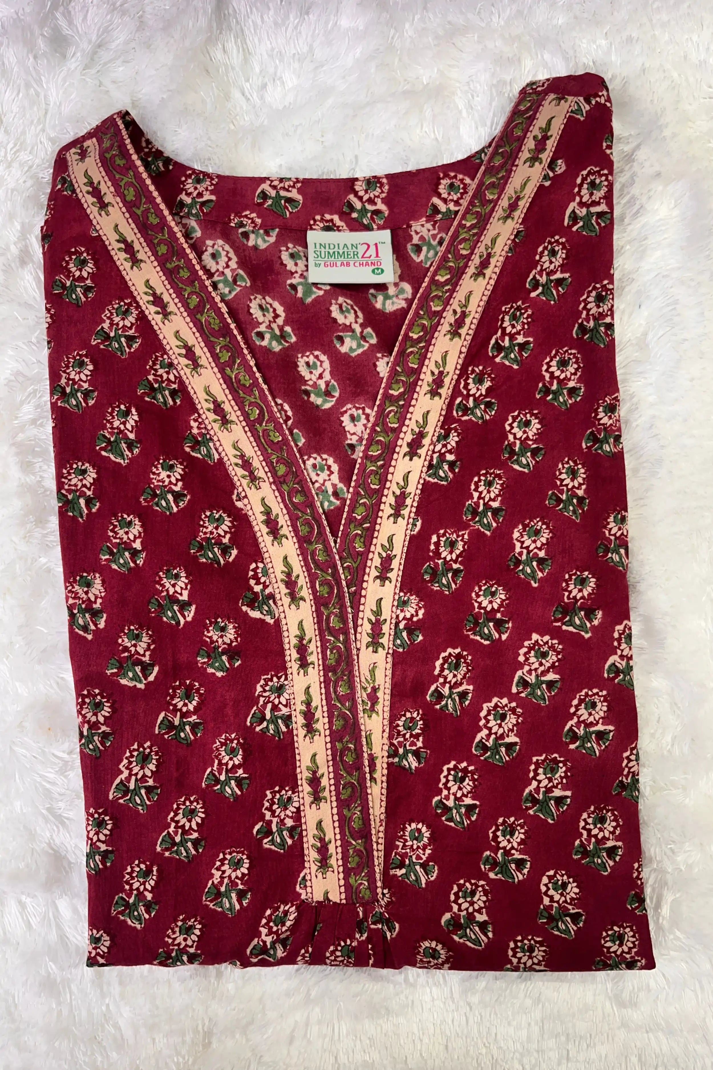 Maroon Hand Block Printed Straight Kurta Set with Dupatta