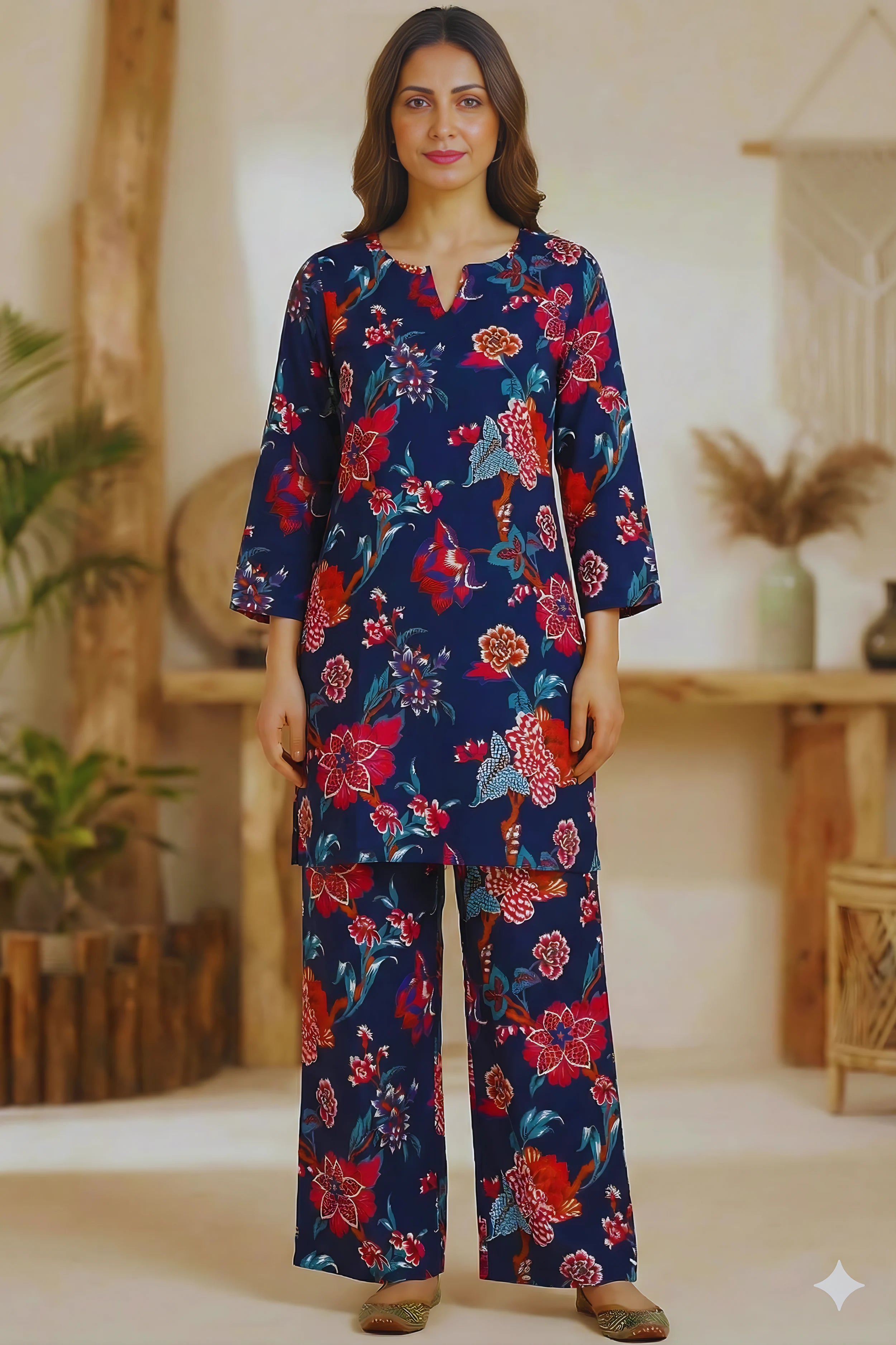 Blue Hand Printed Co-Ord Set