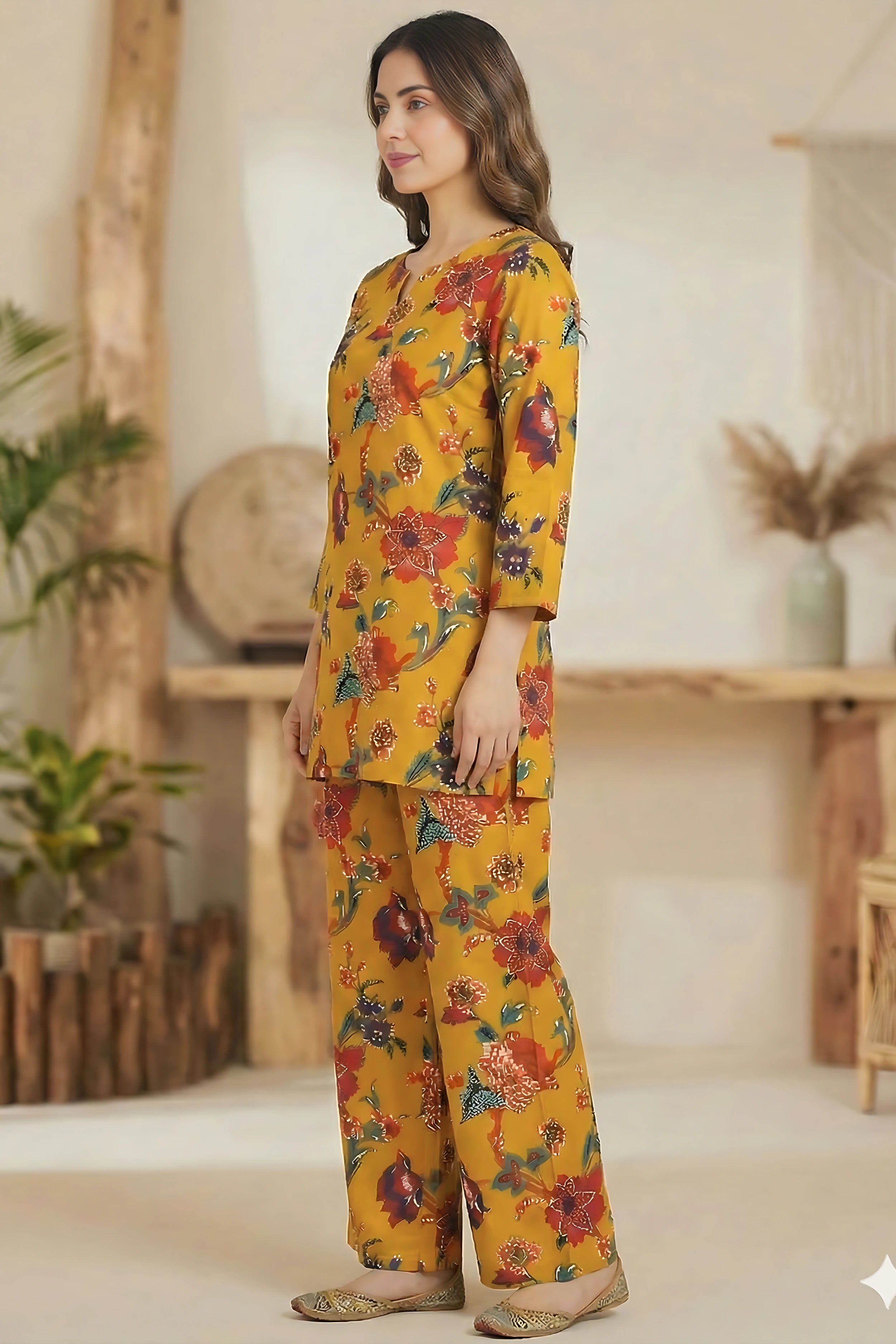 Mustard Hand Printed Co-Ord Set