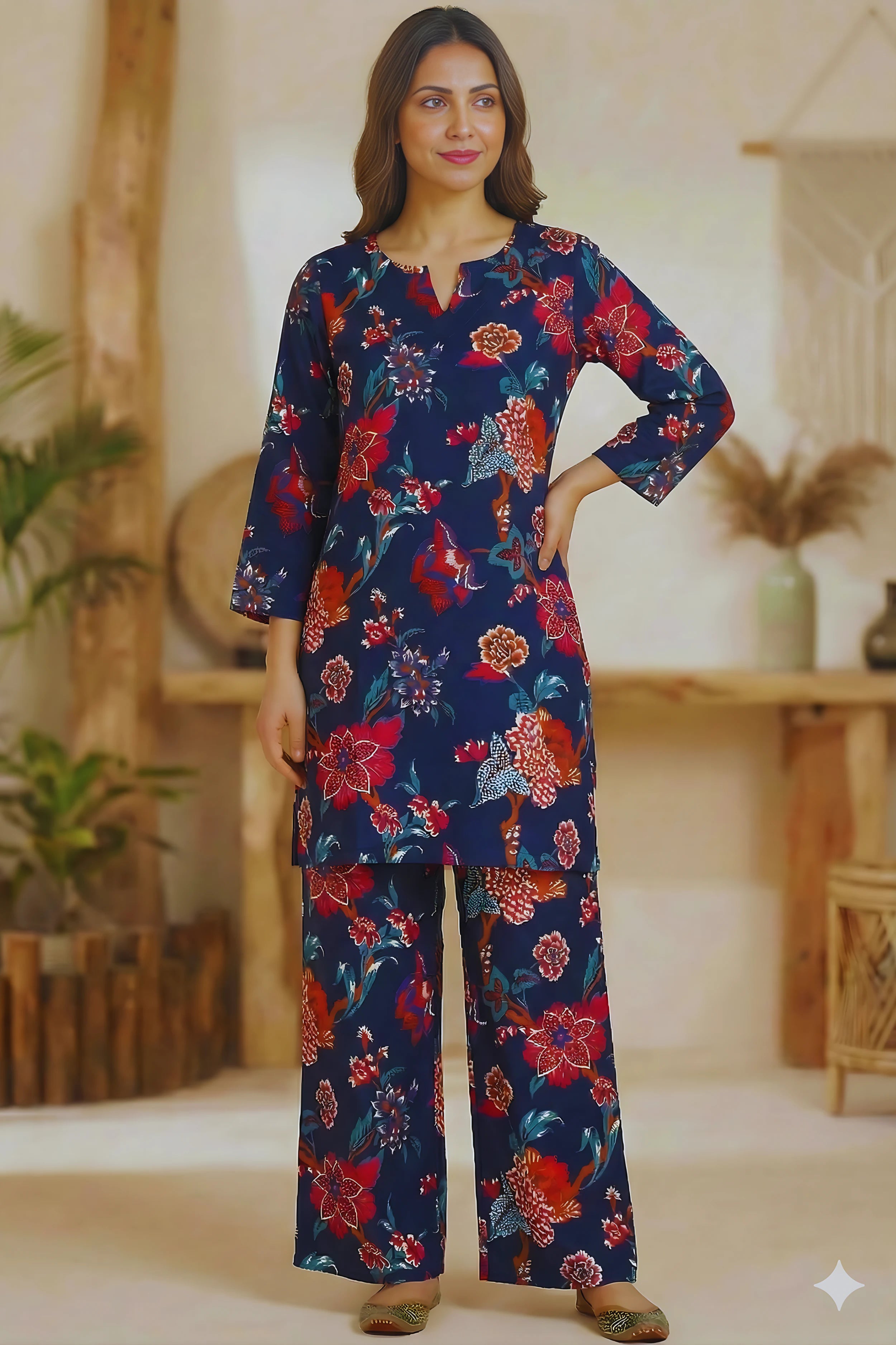 Blue Hand Printed Co-Ord Set
