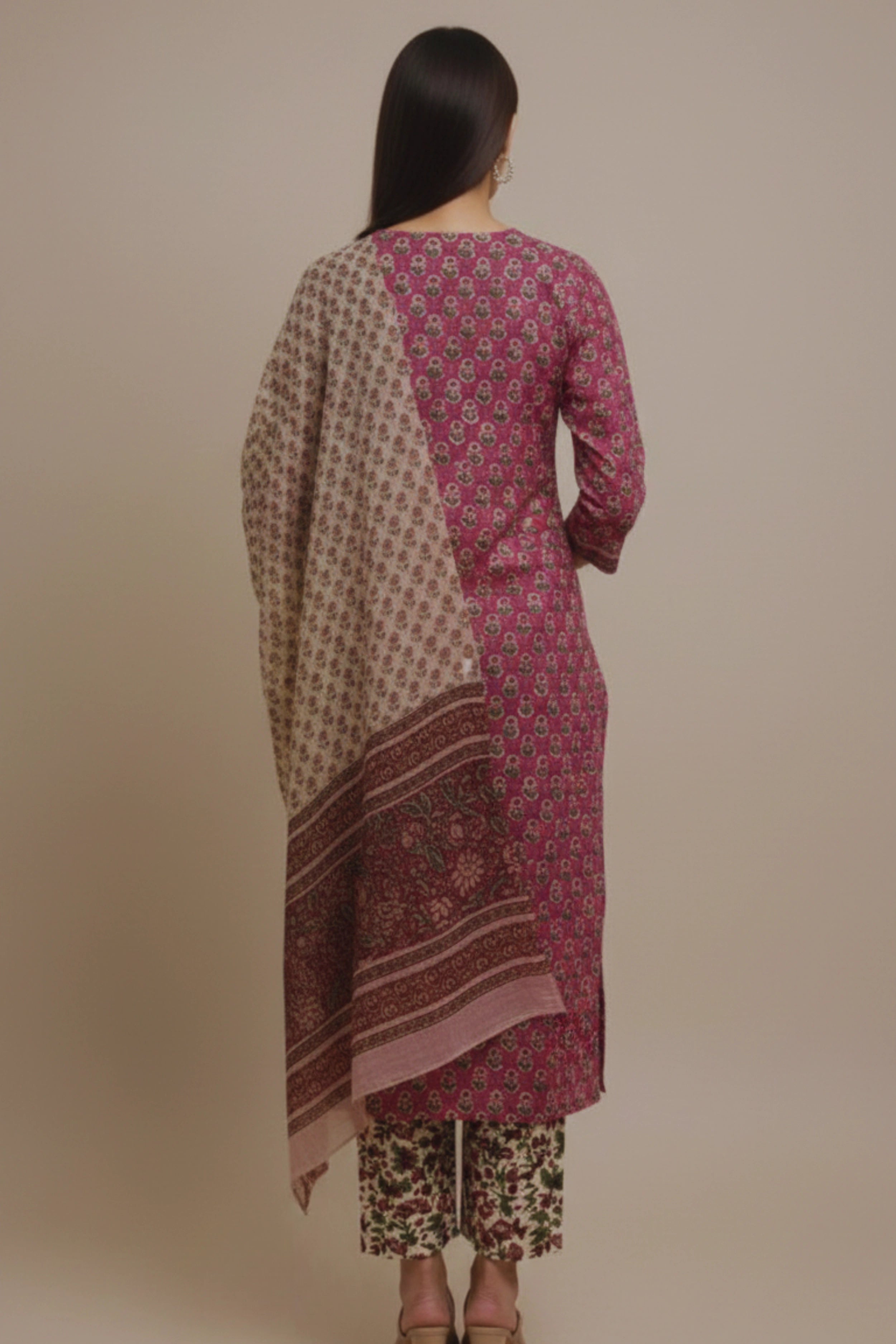 Rust Hand Block Printed Straight cotton Kurta Set With Dupatta